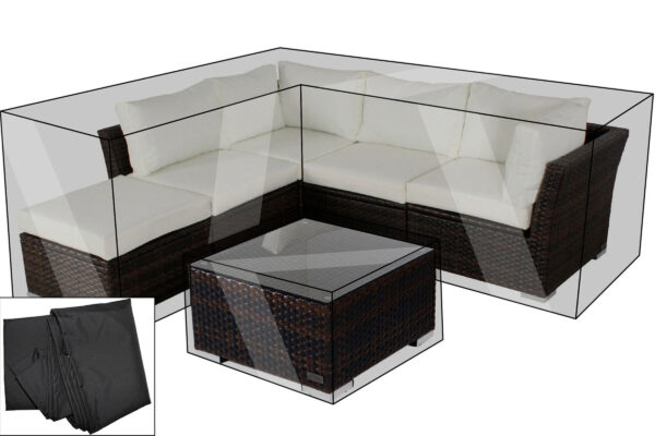 OUTFLEXX Premium Abdeckhauben Set für Lounge: 7759-BOX-B (gestellt als Ecklounge)