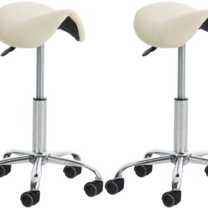 2er Set Arbeitshocker Reno Kunstleder creme