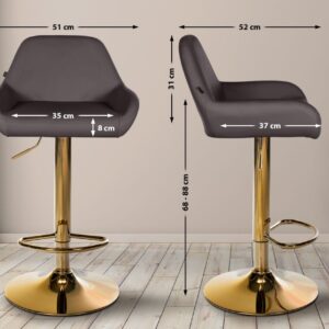2er Set Barhocker Braga Gold Kunstleder braun