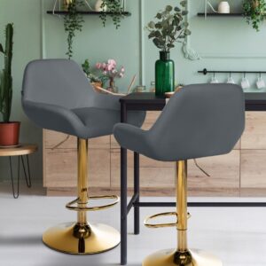 2er Set Barhocker Braga Gold Kunstleder grau