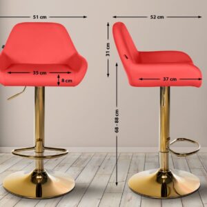 2er Set Barhocker Braga Gold Kunstleder rot