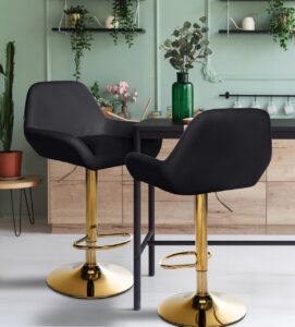 2er Set Barhocker Braga Gold Kunstleder schwarz