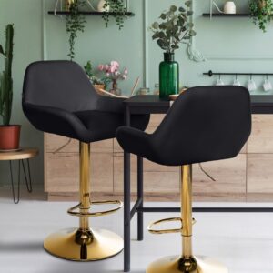 2er Set Barhocker Braga Gold Kunstleder schwarz