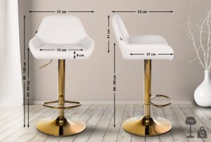 2er Set Barhocker Braga Gold Kunstleder weiss