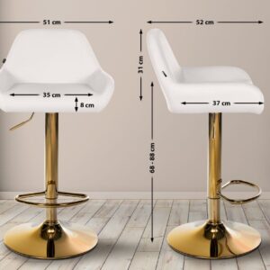 2er Set Barhocker Braga Gold Kunstleder weiß