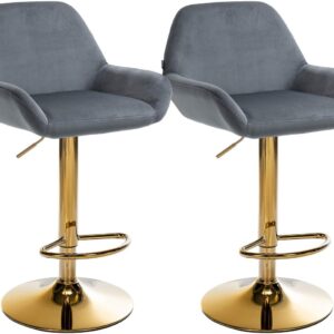 2er Set Barhocker Braga Gold Samt dunkelgrau