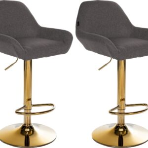 2er Set Barhocker Braga Gold Stoff dunkelgrau