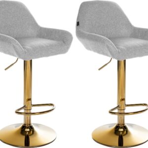 2er Set Barhocker Braga Gold Stoff grau