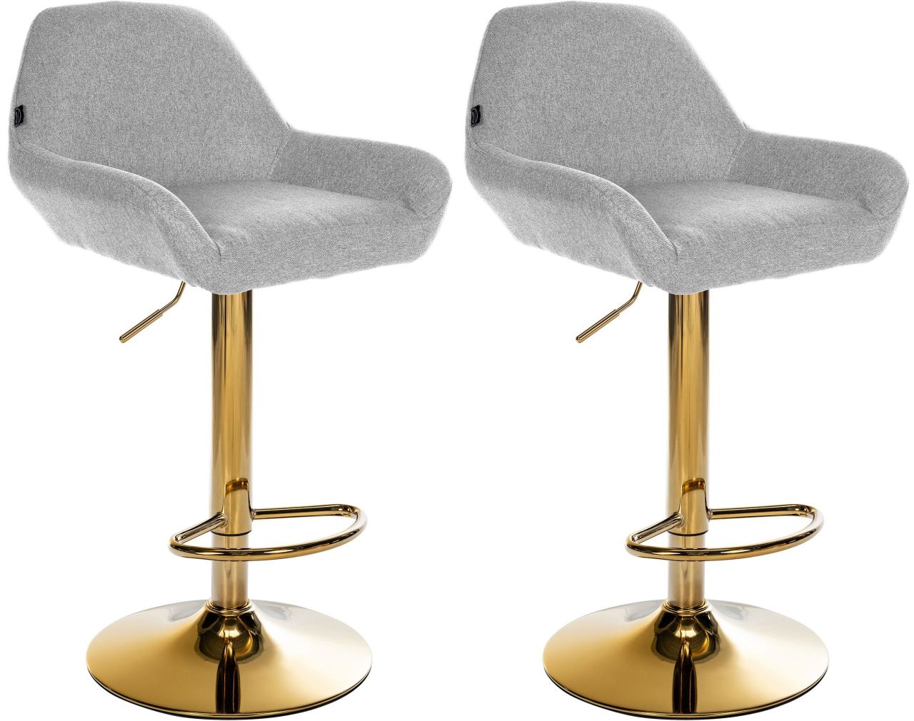 2er Set Barhocker Braga Gold Stoff grau 1 2er Set Barhocker Braga Gold Stoff grau