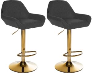 2er Set Barhocker Braga Gold Stoff schwarz