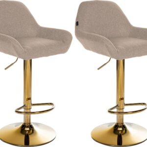 2er Set Barhocker Braga Gold Stoff taupe