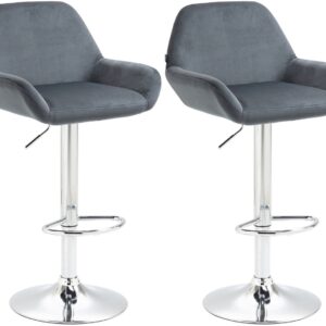 2er Set Barhocker Braga Samt chrom dunkelgrau