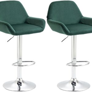 2er Set Barhocker Braga Samt chrom dunkelgrün