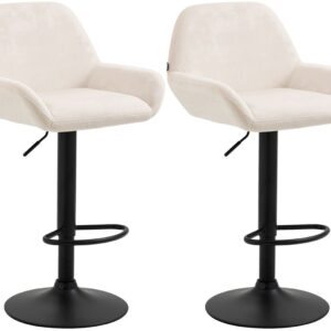2er Set Barhocker Braga Samt schwarz creme