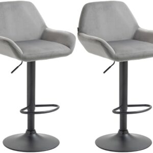 2er Set Barhocker Braga Samt schwarz grau