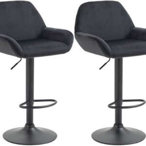 2er Set Barhocker Braga Samt schwarz schwarz