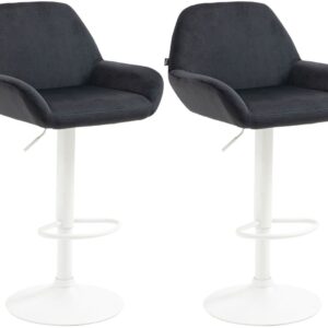 2er Set Barhocker Braga Samt weiß schwarz