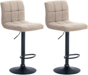 2er Set Barhocker Calma Stoff schwarz creme