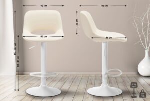 2er Set Barhocker Camden Kunstleder weiss creme