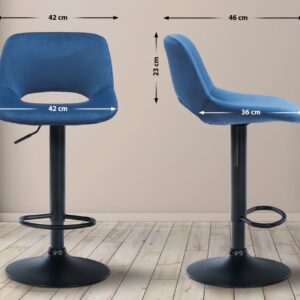 2er Set Barhocker Camden Samt schwarz blau