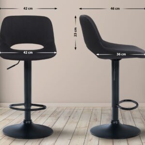 2er Set Barhocker Camden Samt schwarz schwarz