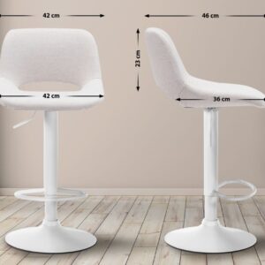 2er Set Barhocker Camden Stoff weiß creme