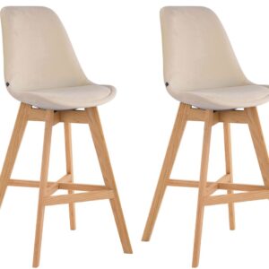 2er Set Barhocker Cannes Samt natura creme