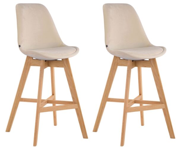 2er Set Barhocker Cannes Samt natura creme