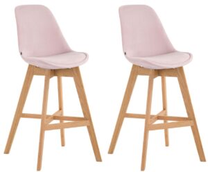 2er Set Barhocker Cannes Samt natura pink