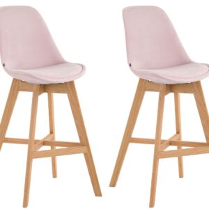 2er Set Barhocker Cannes Samt natura pink