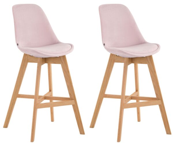 2er Set Barhocker Cannes Samt natura pink