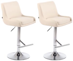 2er Set Barhocker Club Kunstleder chrom creme