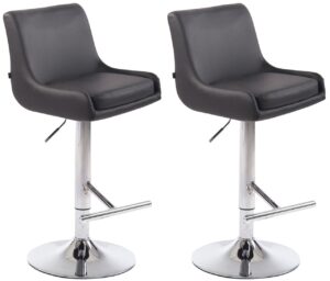 2er Set Barhocker Club Kunstleder chrom grau