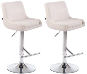 2er Set Barhocker Club Kunstleder chrom weiss