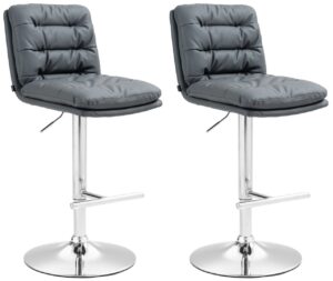 2er Set Barhocker Damar Kunstleder chrom grau