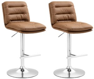 2er Set Barhocker Damar Kunstleder chrom hellbraun