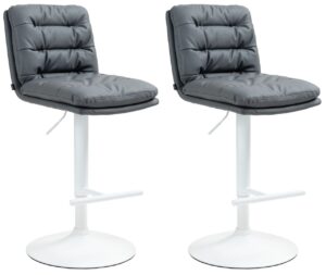 2er Set Barhocker Damar Kunstleder weiss grau