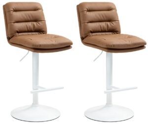 2er Set Barhocker Damar Kunstleder weiss hellbraun