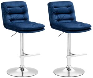 2er Set Barhocker Damar Samt chrom blau