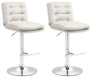 2er Set Barhocker Damar Samt chrom creme