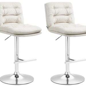 2er Set Barhocker Damar Samt chrom creme
