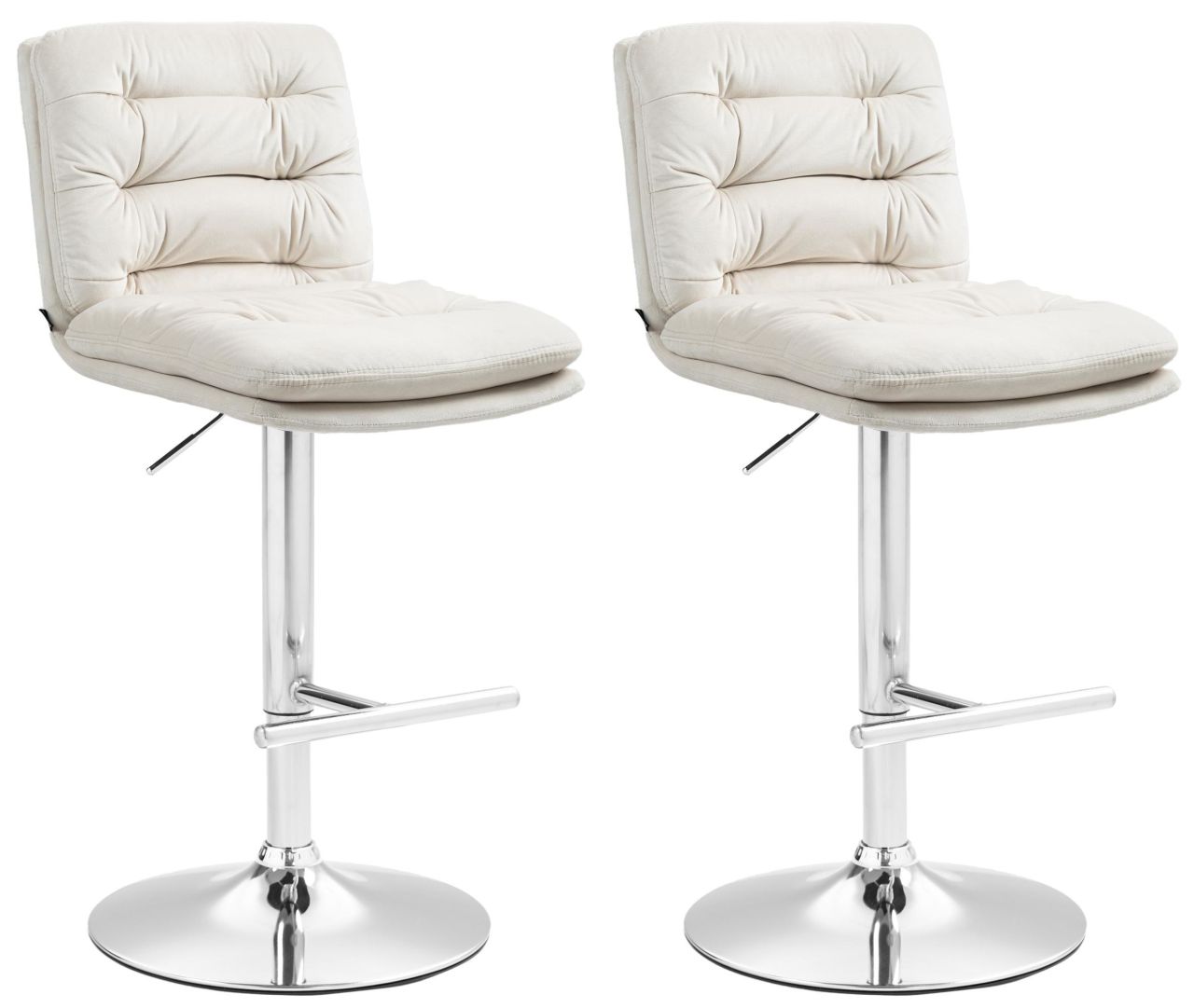 2er Set Barhocker Damar Samt chrom creme 1 2er Set Barhocker Damar Samt chrom creme