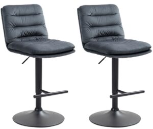 2er Set Barhocker Damar Samt schwarz dunkelgrau