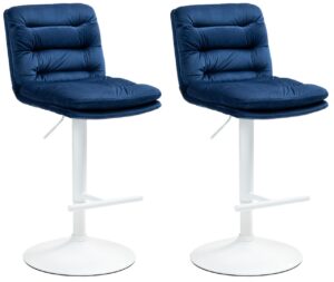 2er Set Barhocker Damar Samt weiss blau
