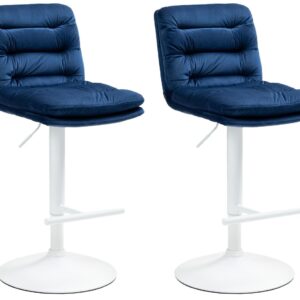 2er Set Barhocker Damar Samt weiß blau