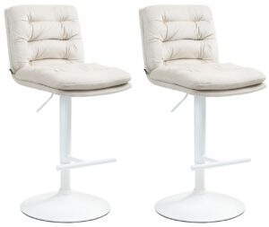 2er Set Barhocker Damar Samt weiss creme