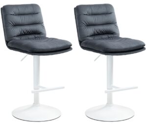 2er Set Barhocker Damar Samt weiss dunkelgrau