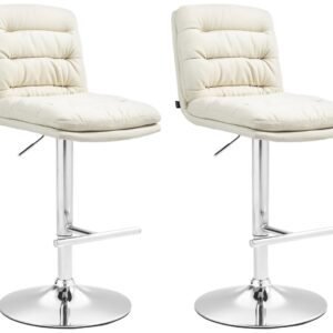 2er Set Barhocker Damar Stoff chrom creme