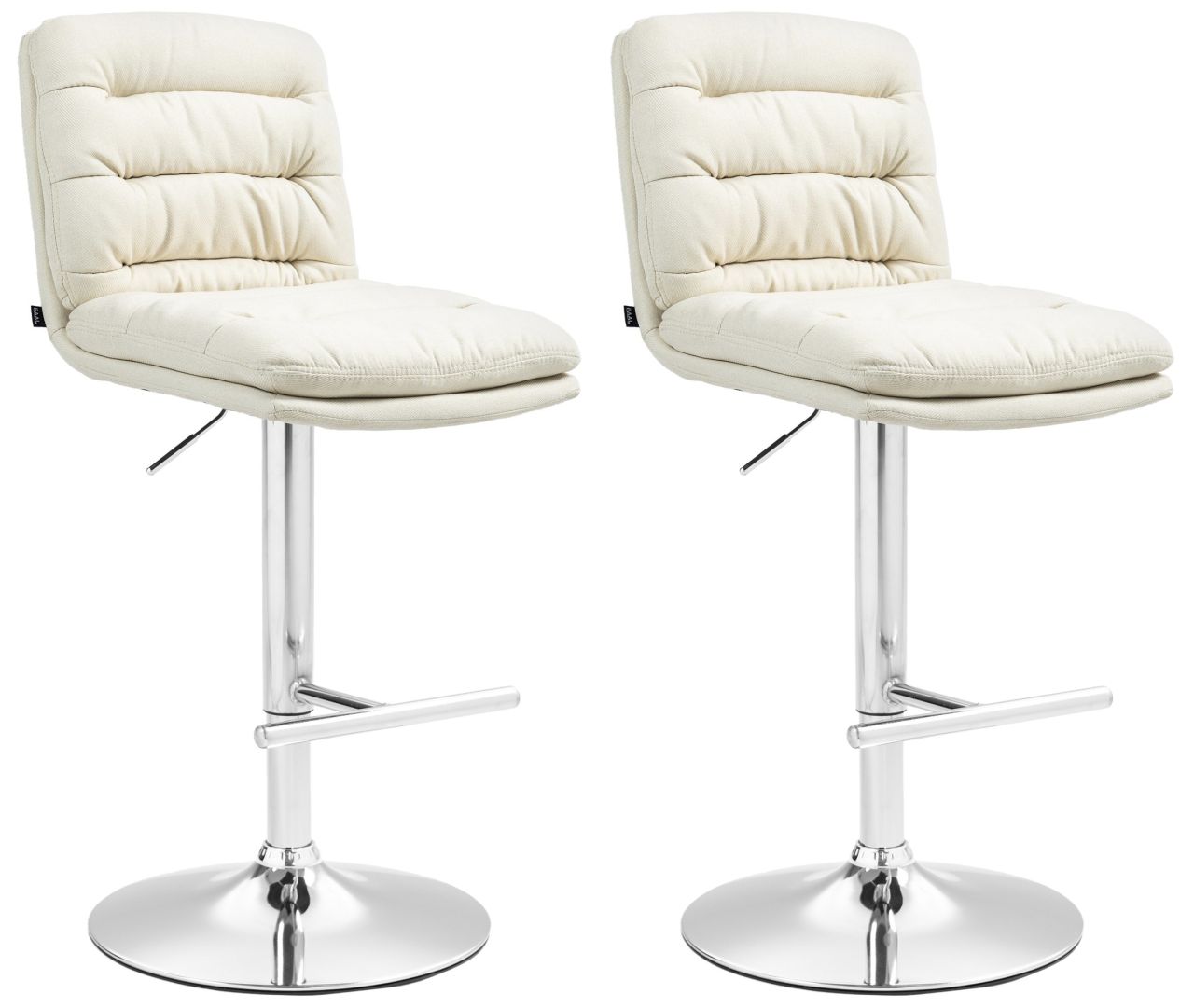 2er Set Barhocker Damar Stoff chrom creme 1 2er Set Barhocker Damar Stoff chrom creme