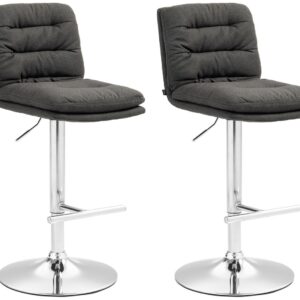 2er Set Barhocker Damar Stoff chrom dunkelgrau